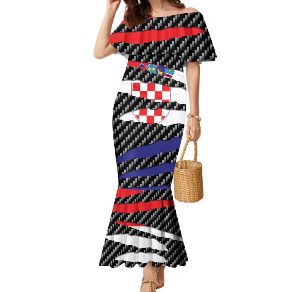 Croatia Beast Family Matching Mermaid Dress and Hawaiian Shirt Ripped Flag Graphic - Wonder Print Shop