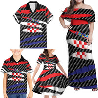 Croatia Beast Family Matching Off Shoulder Maxi Dress and Hawaiian Shirt Ripped Flag Graphic - Wonder Print Shop