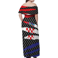 Croatia Beast Family Matching Off Shoulder Maxi Dress and Hawaiian Shirt Ripped Flag Graphic - Wonder Print Shop