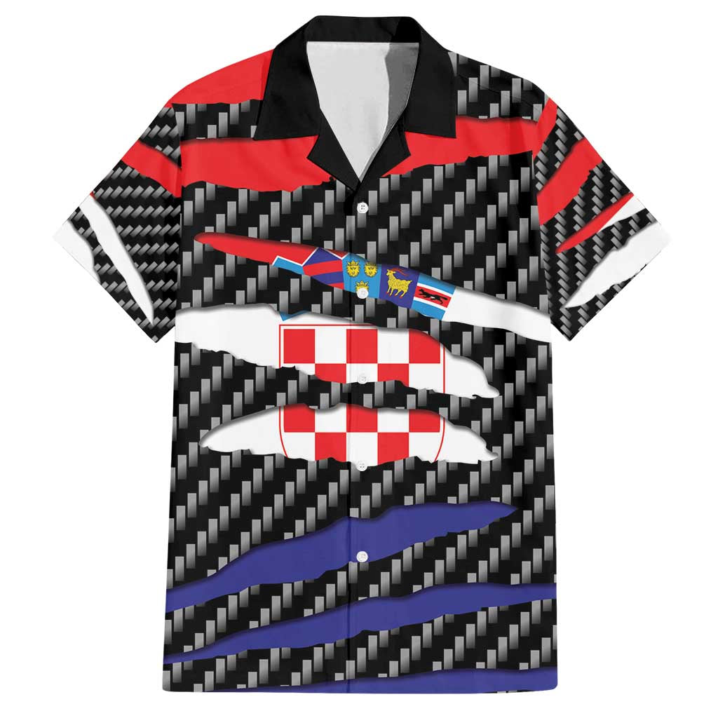 Croatia Beast Family Matching Off Shoulder Short Dress and Hawaiian Shirt Ripped Flag Graphic - Wonder Print Shop