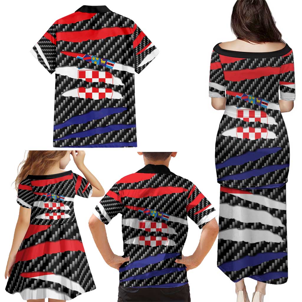 Croatia Beast Family Matching Puletasi and Hawaiian Shirt Ripped Flag Graphic - Wonder Print Shop