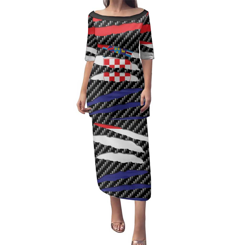 Croatia Beast Family Matching Puletasi and Hawaiian Shirt Ripped Flag Graphic - Wonder Print Shop