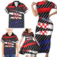 Croatia Beast Family Matching Short Sleeve Bodycon Dress and Hawaiian Shirt Ripped Flag Graphic - Wonder Print Shop