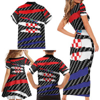 Croatia Beast Family Matching Short Sleeve Bodycon Dress and Hawaiian Shirt Ripped Flag Graphic - Wonder Print Shop
