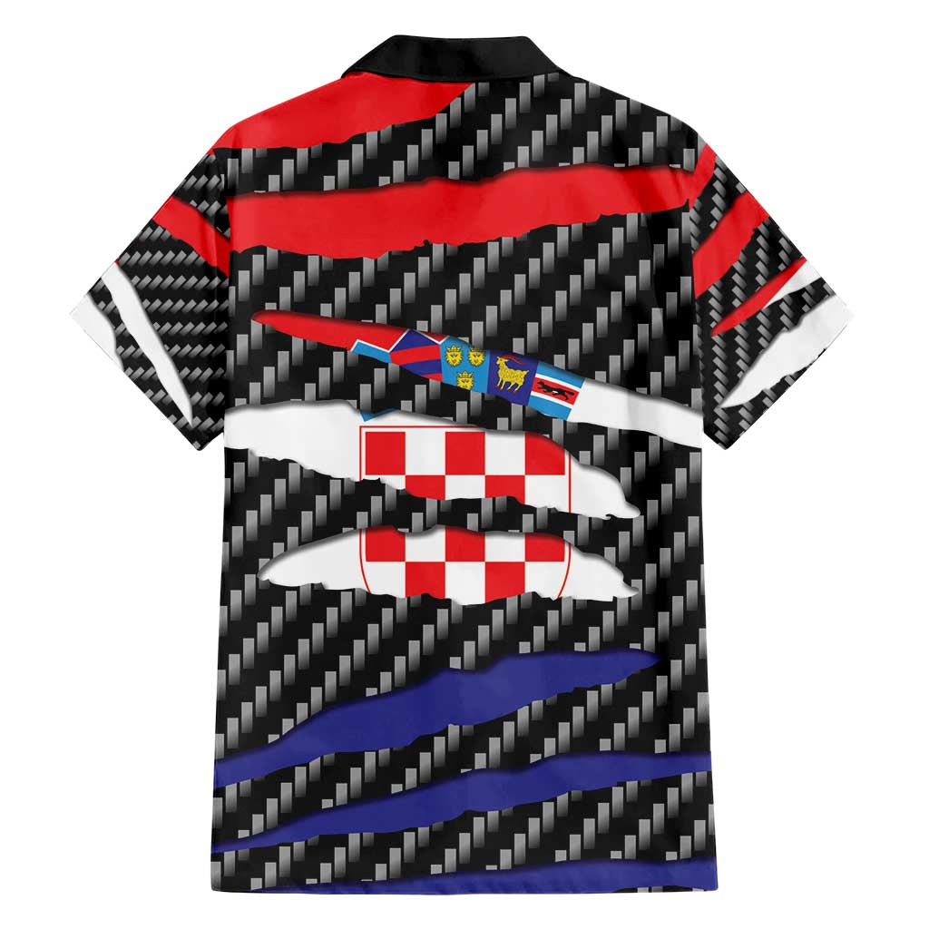 Croatia Beast Family Matching Short Sleeve Bodycon Dress and Hawaiian Shirt Ripped Flag Graphic - Wonder Print Shop