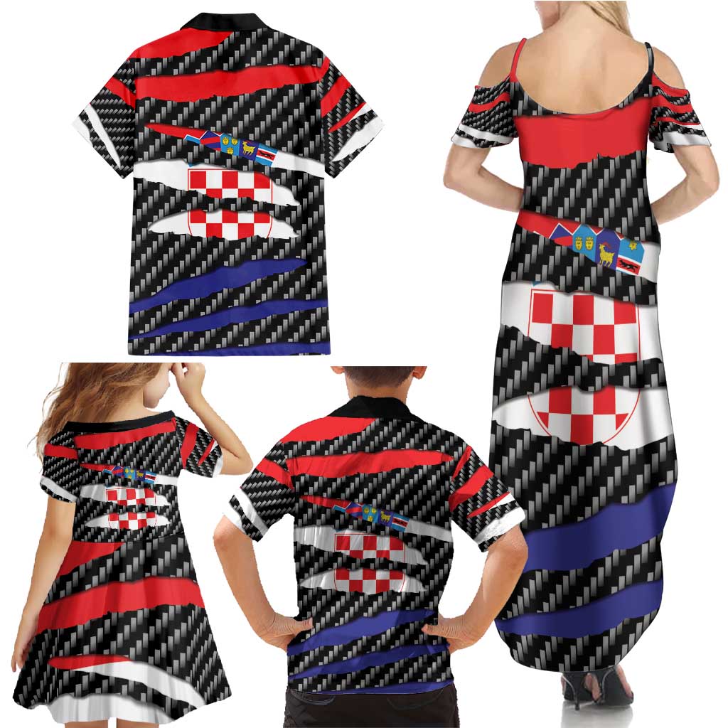 Croatia Beast Family Matching Summer Maxi Dress and Hawaiian Shirt Ripped Flag Graphic - Wonder Print Shop