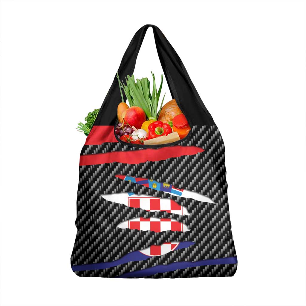 Croatia Beast Grocery Bag Ripped Flag Graphic - Wonder Print Shop