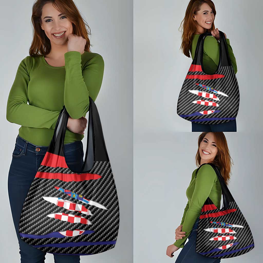 Croatia Beast Grocery Bag Ripped Flag Graphic - Wonder Print Shop