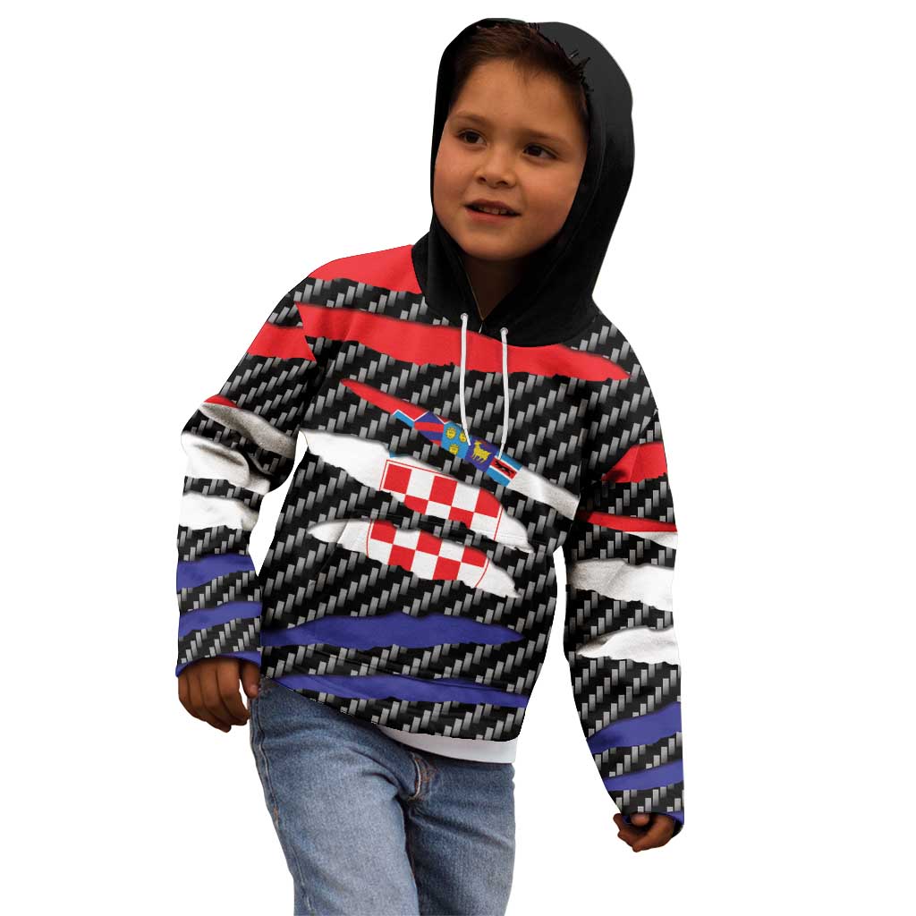 Croatia Beast Kid Hoodie Ripped Flag Graphic - Wonder Print Shop