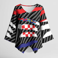 Croatia Beast Kimono Sleeve Blouse Ripped Flag Graphic - Wonder Print Shop