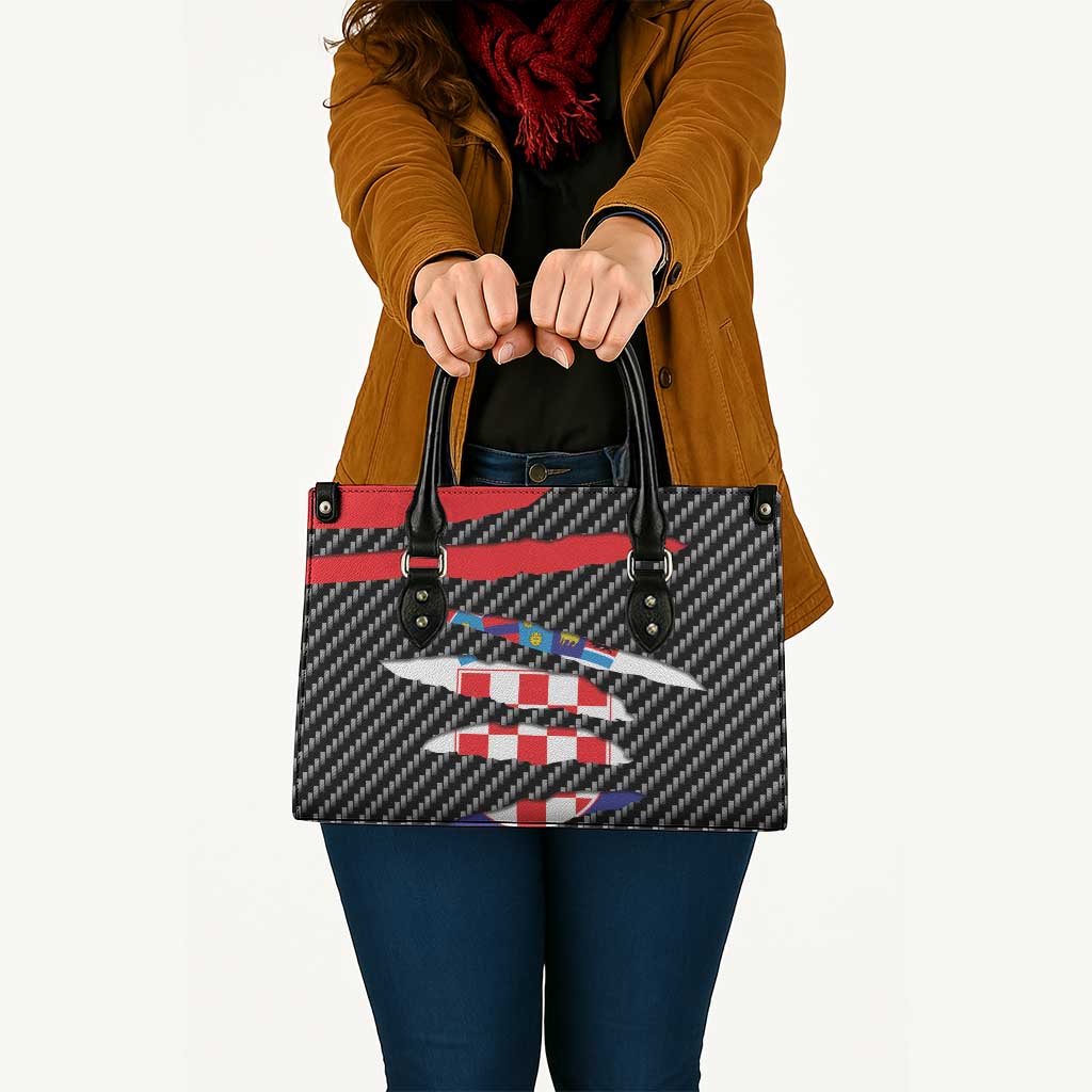 Croatia Beast Leather Bag Ripped Flag Graphic - Wonder Print Shop