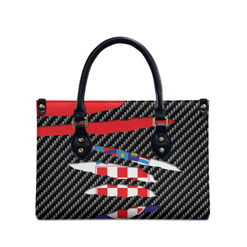 Croatia Beast Leather Bag Ripped Flag Graphic - Wonder Print Shop