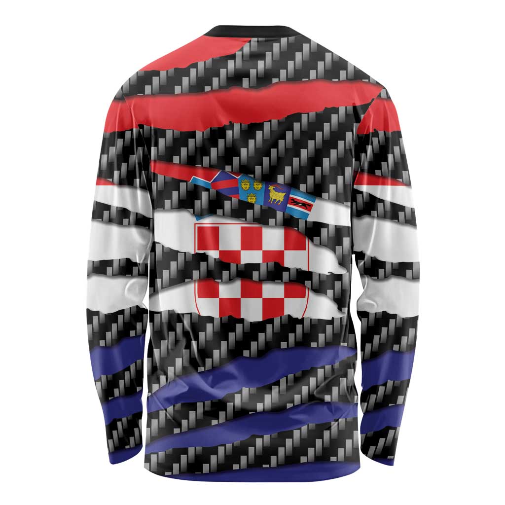 Croatia Beast Long Sleeve Shirt Ripped Flag Graphic - Wonder Print Shop