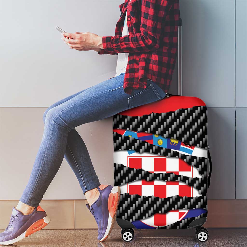 Croatia Beast Luggage Cover Ripped Flag Graphic - Wonder Print Shop