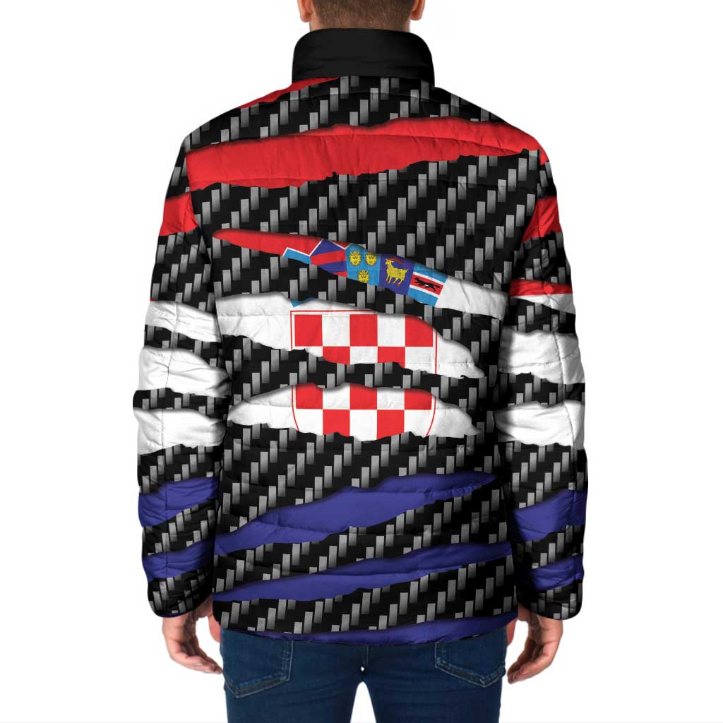 Croatia Beast Padded Jacket Ripped Flag Graphic - Wonder Print Shop