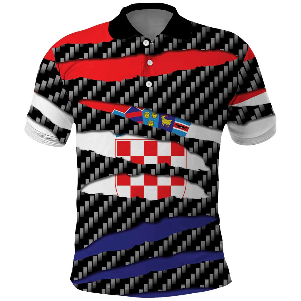 Croatia Beast Polo Shirt Ripped Flag Graphic - Wonder Print Shop