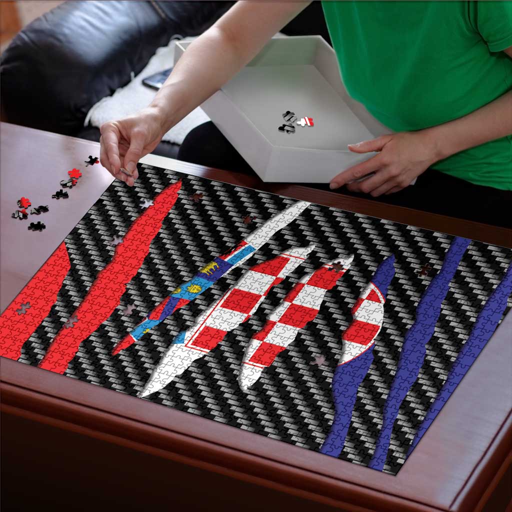 Croatia Beast Puzzle Ripped Flag Graphic - Wonder Print Shop