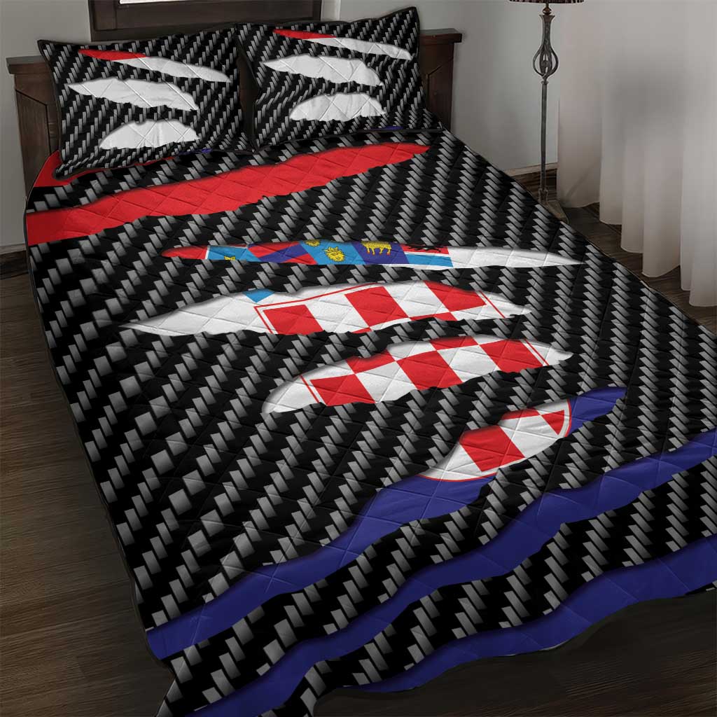 Croatia Beast Quilt Bed Set Ripped Flag Graphic - Wonder Print Shop