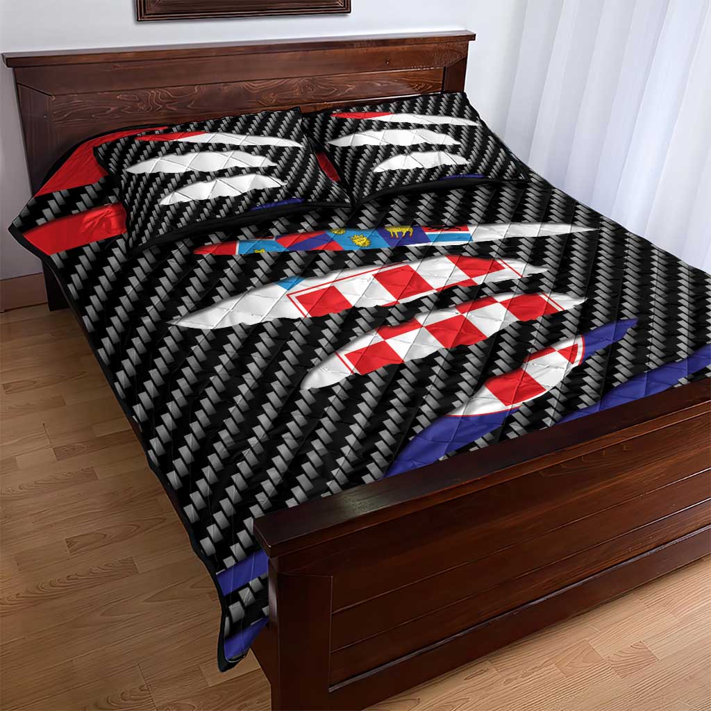 Croatia Beast Quilt Bed Set Ripped Flag Graphic - Wonder Print Shop