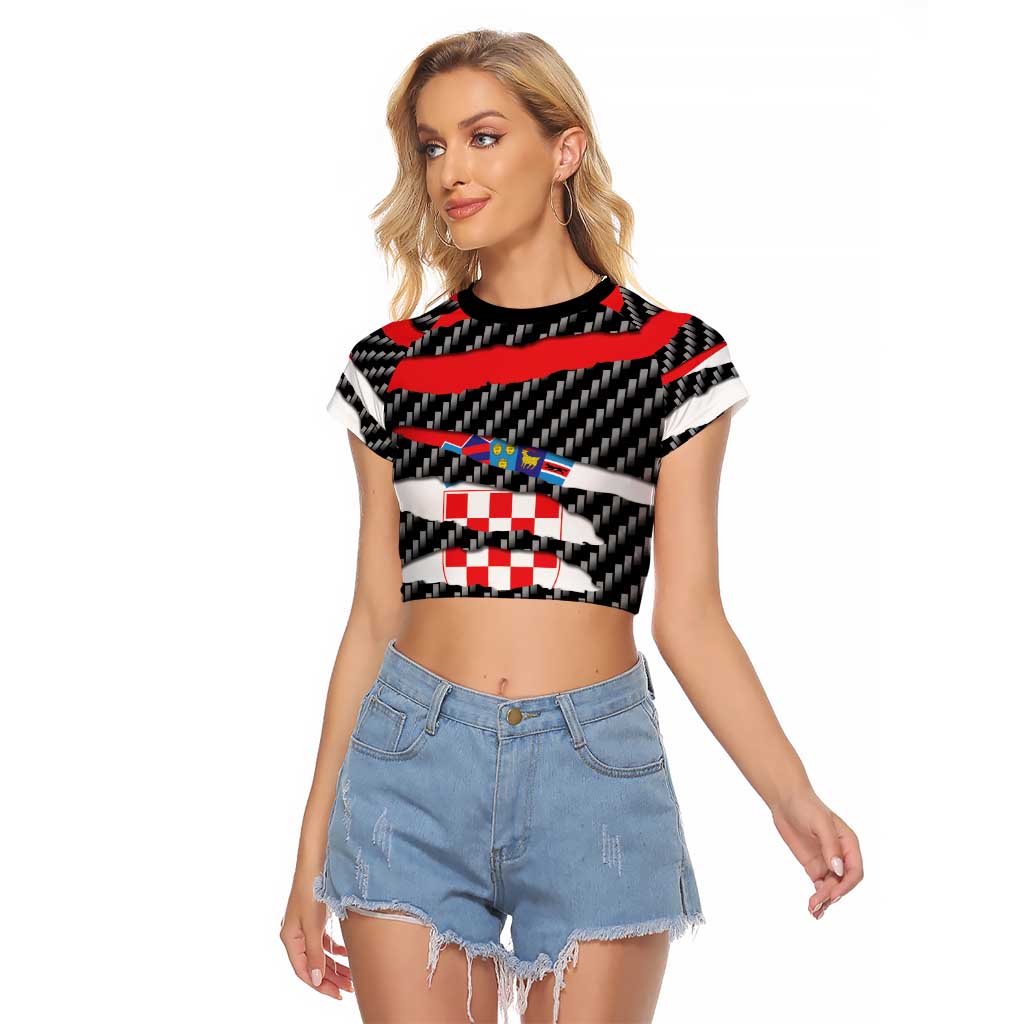 Croatia Beast Raglan Cropped T Shirt Ripped Flag Graphic - Wonder Print Shop