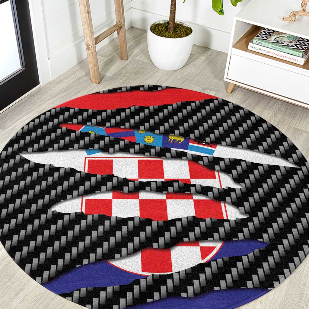 Croatia Beast Round Carpet Ripped Flag Graphic - Wonder Print Shop