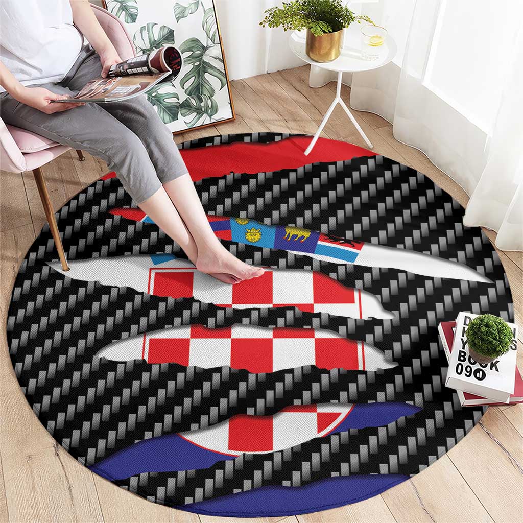 Croatia Beast Round Carpet Ripped Flag Graphic - Wonder Print Shop