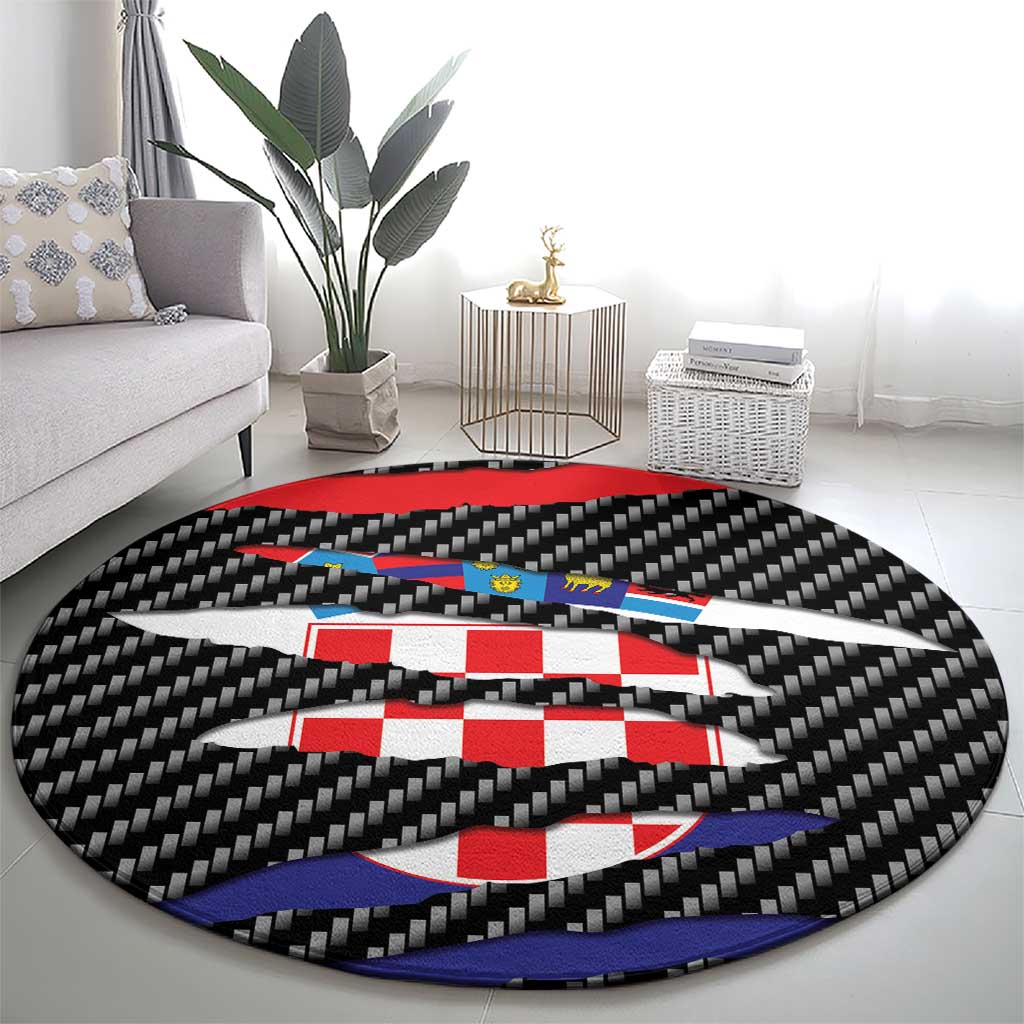 Croatia Beast Round Carpet Ripped Flag Graphic - Wonder Print Shop
