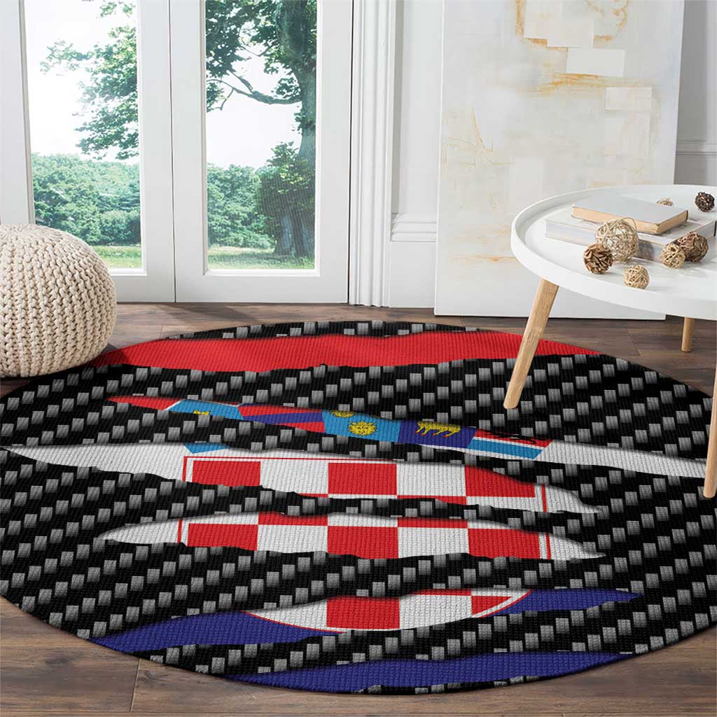 Croatia Beast Round Carpet Ripped Flag Graphic - Wonder Print Shop