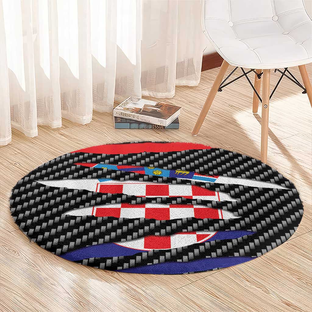 Croatia Beast Round Carpet Ripped Flag Graphic - Wonder Print Shop