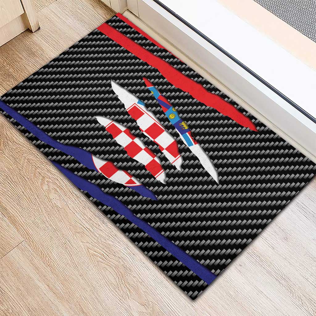 Croatia Beast Rubber Doormat Ripped Flag Graphic - Wonder Print Shop