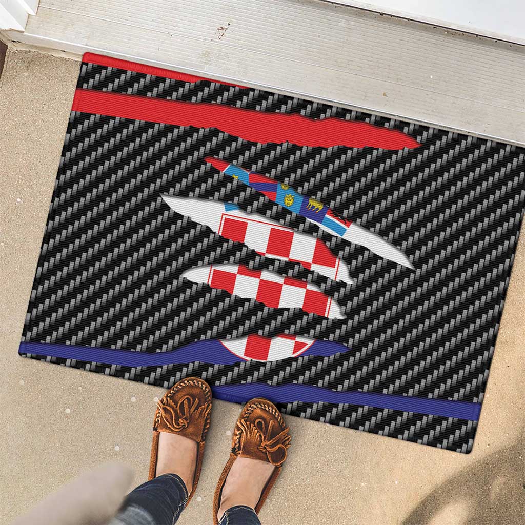 Croatia Beast Rubber Doormat Ripped Flag Graphic - Wonder Print Shop