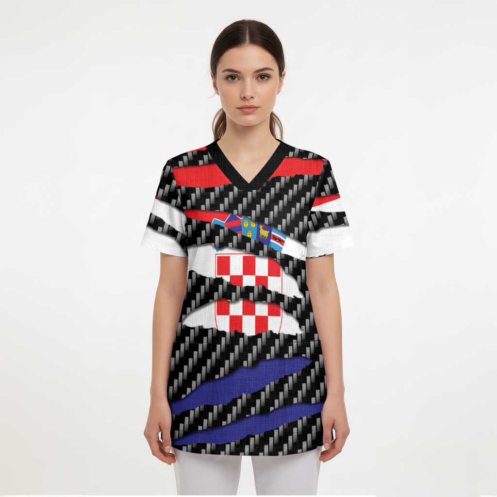 Croatia Beast Scrub Top Ripped Flag Graphic - Wonder Print Shop