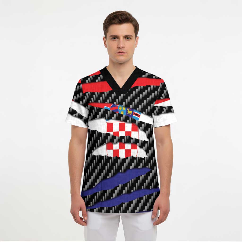 Croatia Beast Scrub Top Ripped Flag Graphic - Wonder Print Shop
