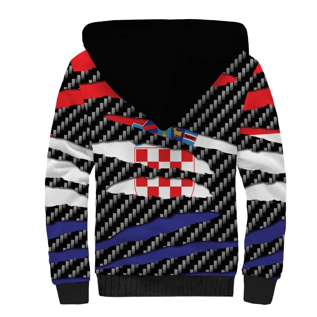 Croatia Beast Sherpa Hoodie Ripped Flag Graphic - Wonder Print Shop