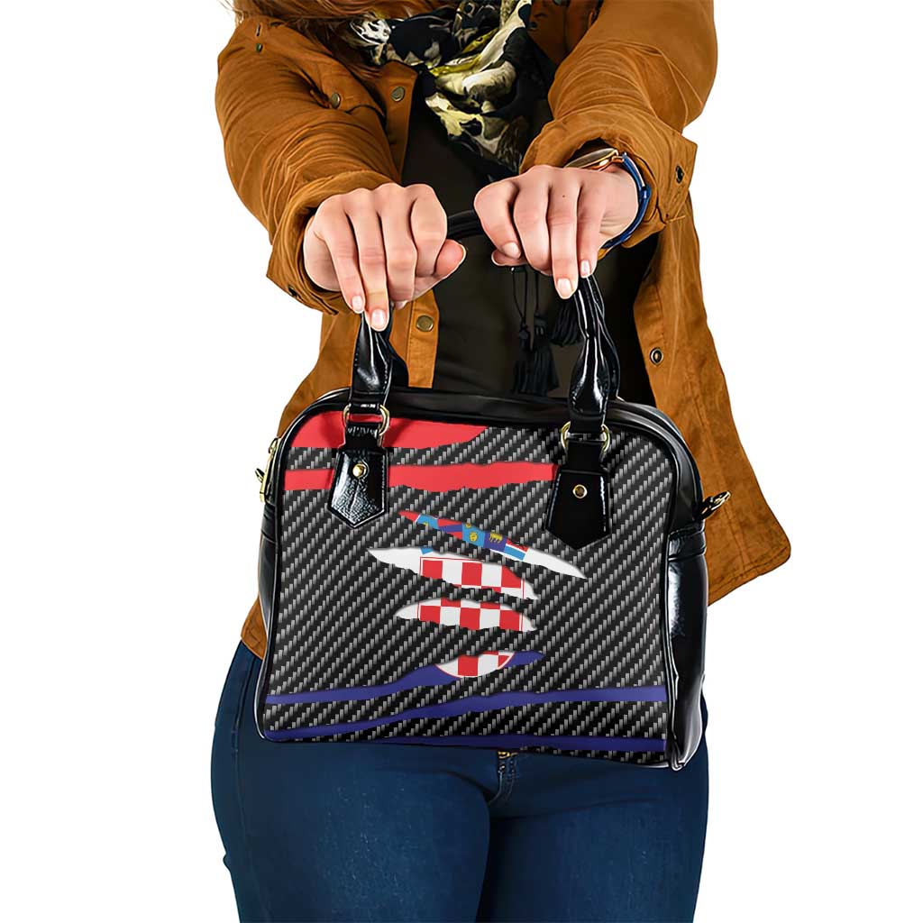 Croatia Beast Shoulder Handbag Ripped Flag Graphic - Wonder Print Shop