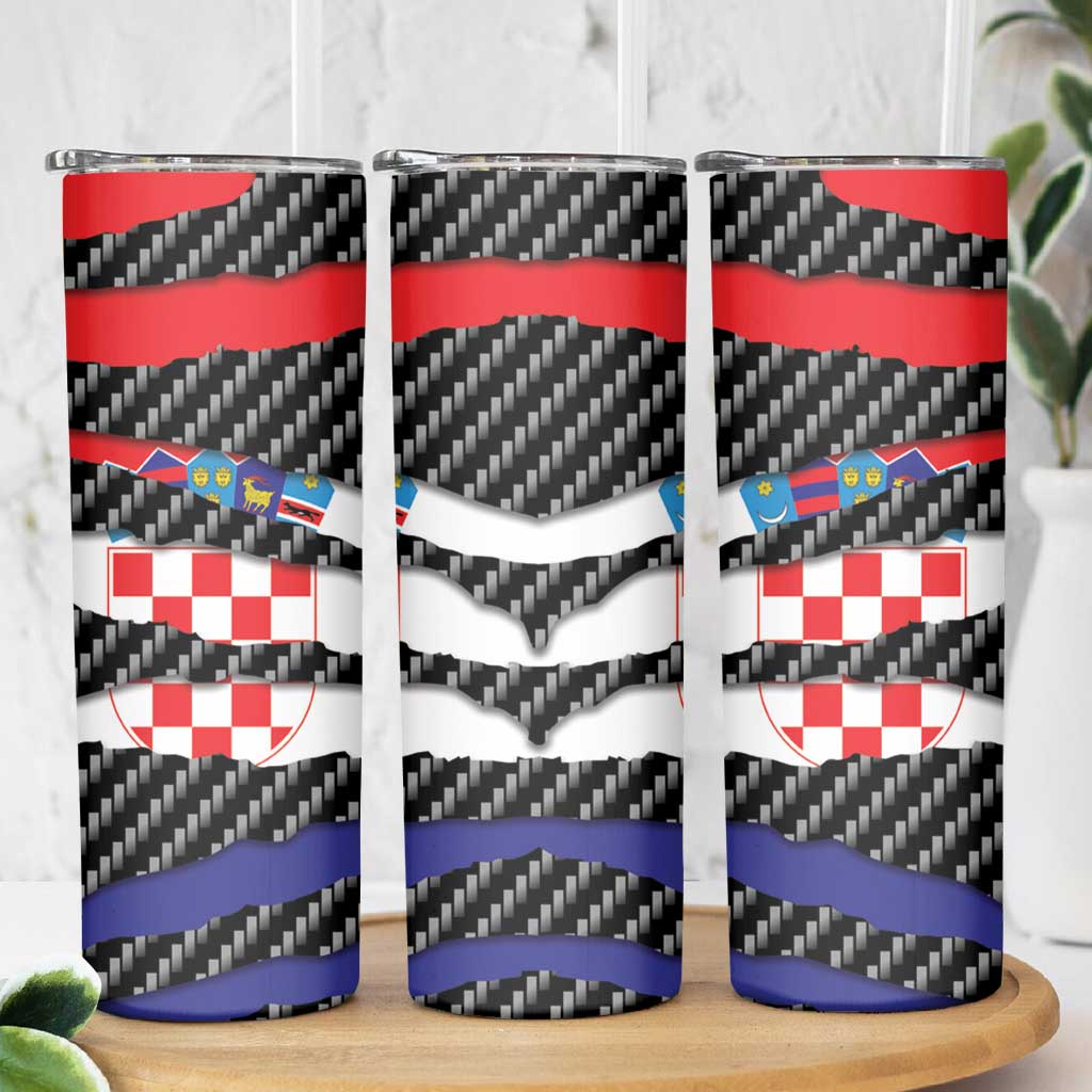 Croatia Beast Skinny Tumbler Ripped Flag Graphic - Wonder Print Shop