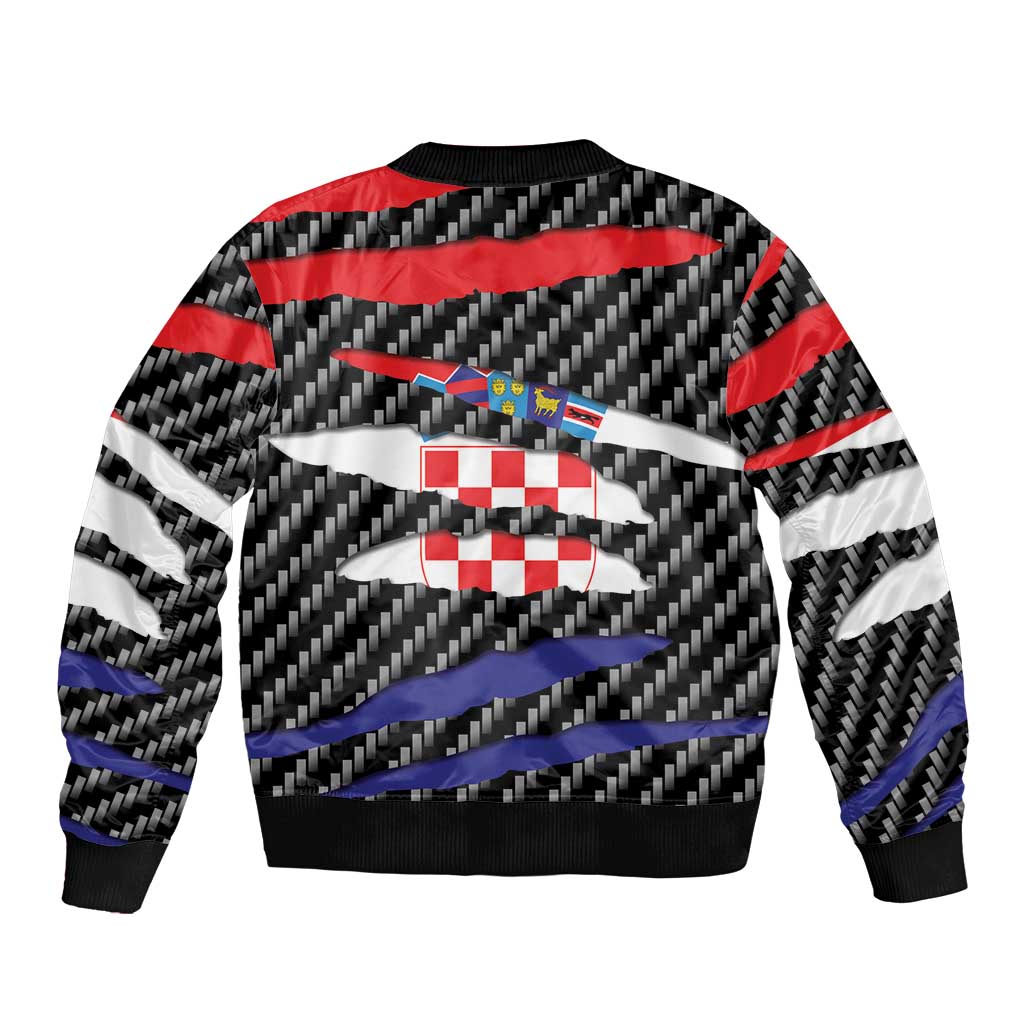 Croatia Beast Sleeve Zip Bomber Jacket Ripped Flag Graphic - Wonder Print Shop