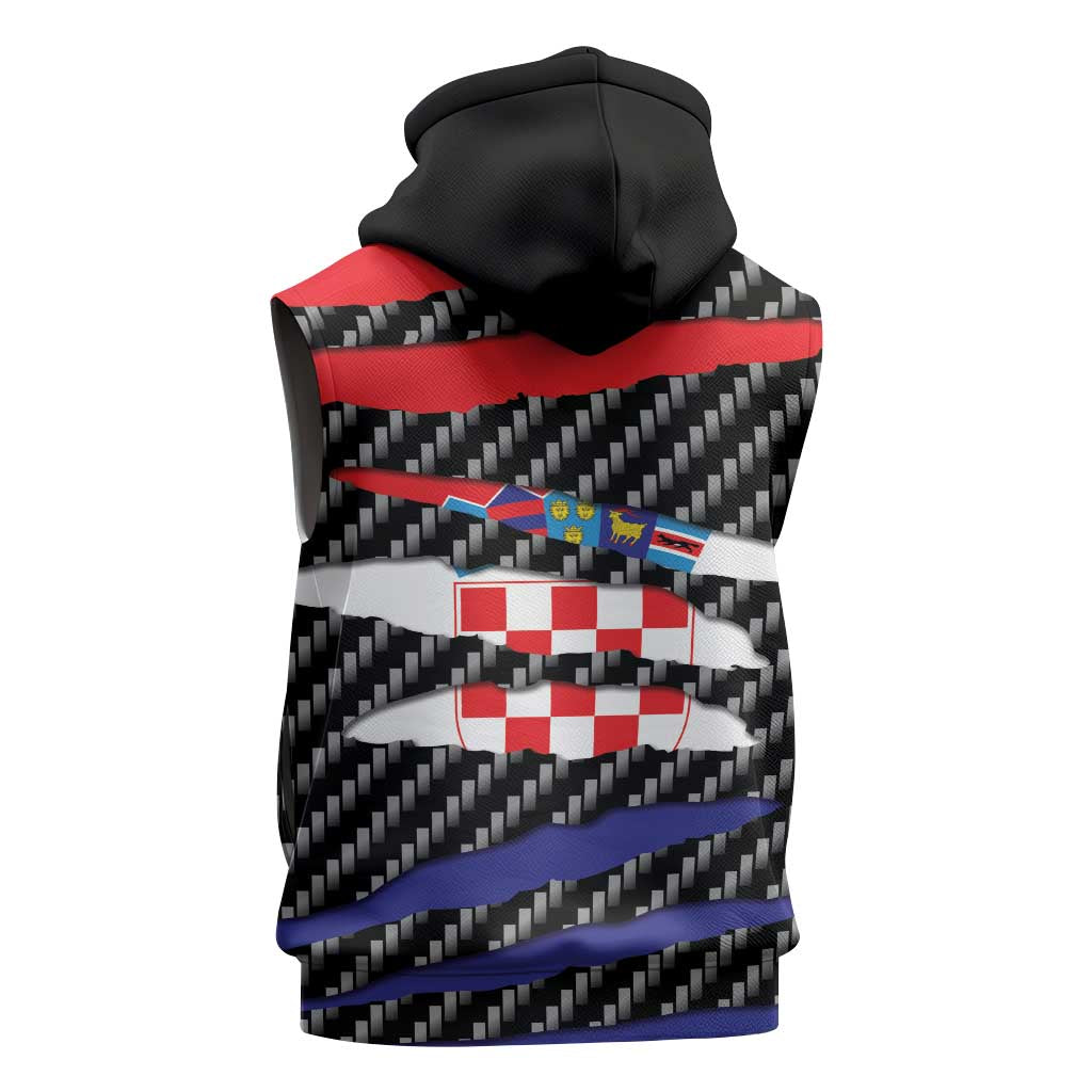 Croatia Beast Sleeveless Hoodie Ripped Flag Graphic - Wonder Print Shop