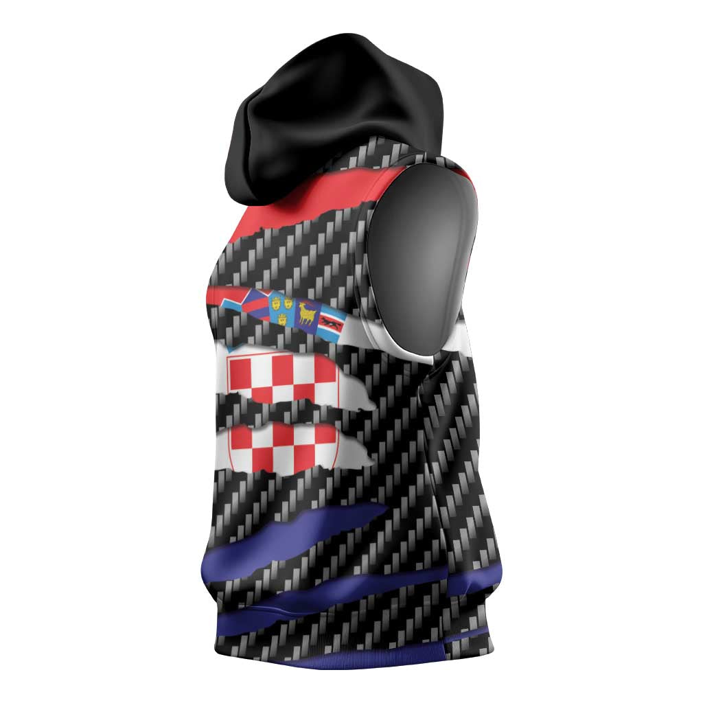 Croatia Beast Sleeveless Hoodie Ripped Flag Graphic - Wonder Print Shop