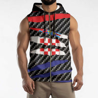 Croatia Beast Sleeveless Zip Hoodie Ripped Flag Graphic - Wonder Print Shop