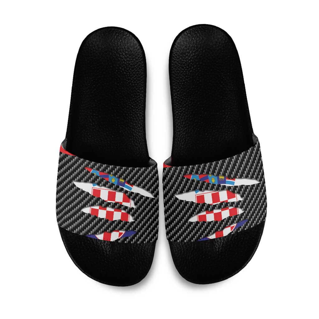 Croatia Beast Slide Sandals Ripped Flag Graphic - Wonder Print Shop