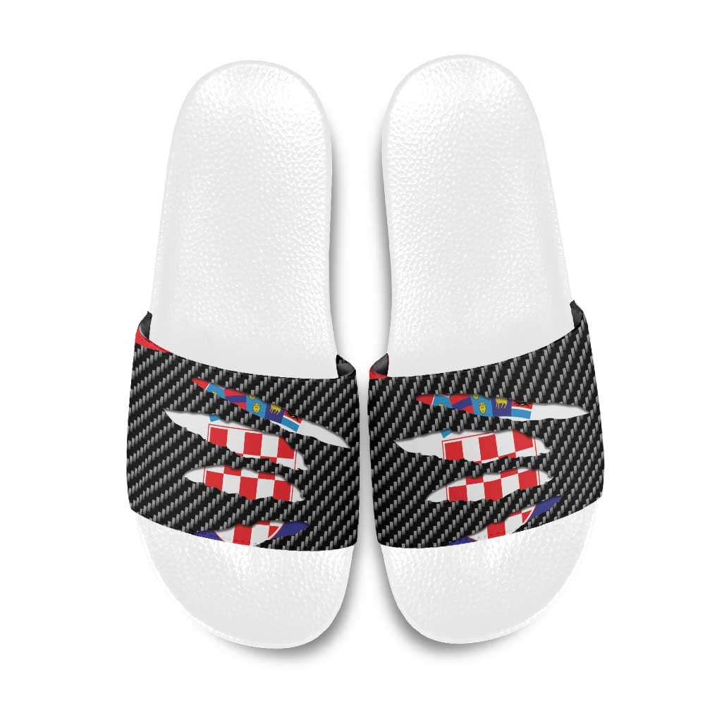 Croatia Beast Slide Sandals Ripped Flag Graphic - Wonder Print Shop
