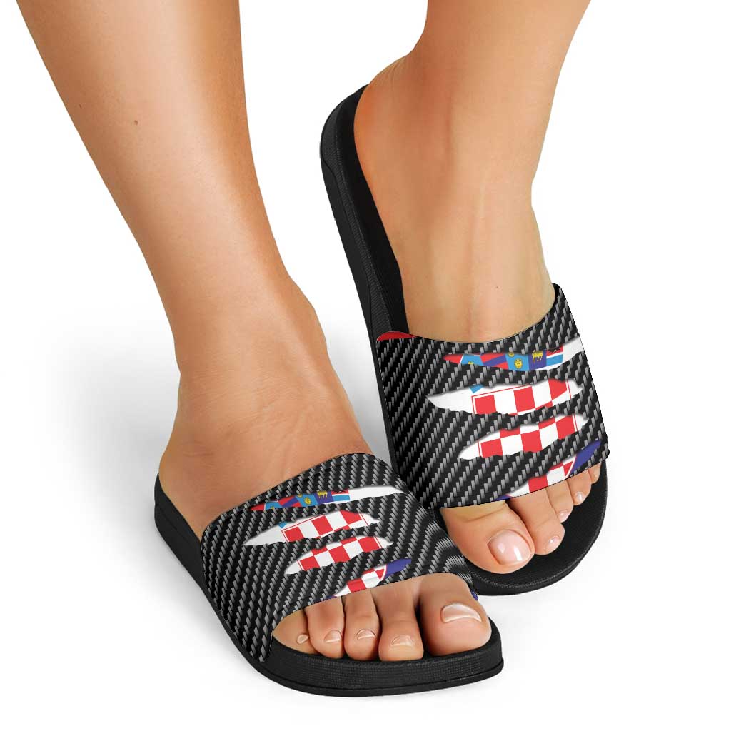 Croatia Beast Slide Sandals Ripped Flag Graphic - Wonder Print Shop