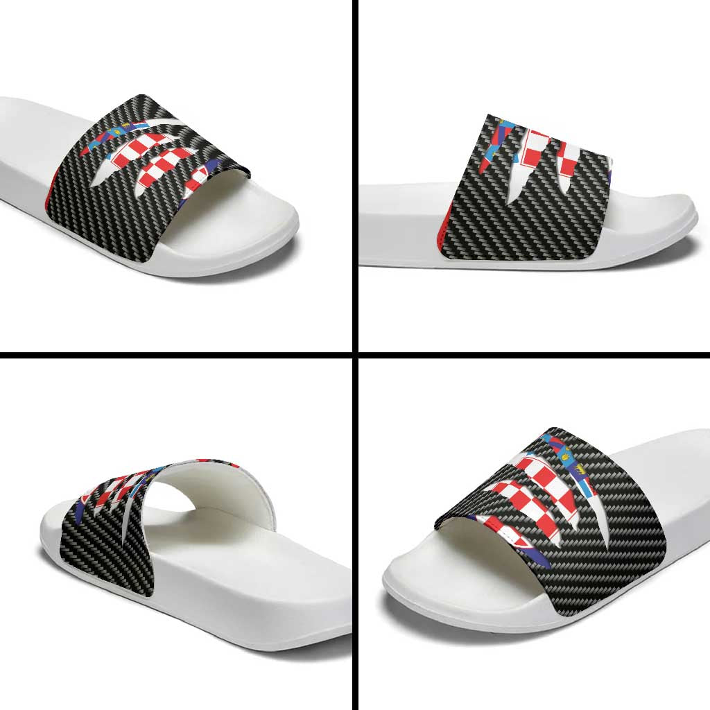 Croatia Beast Slide Sandals Ripped Flag Graphic - Wonder Print Shop