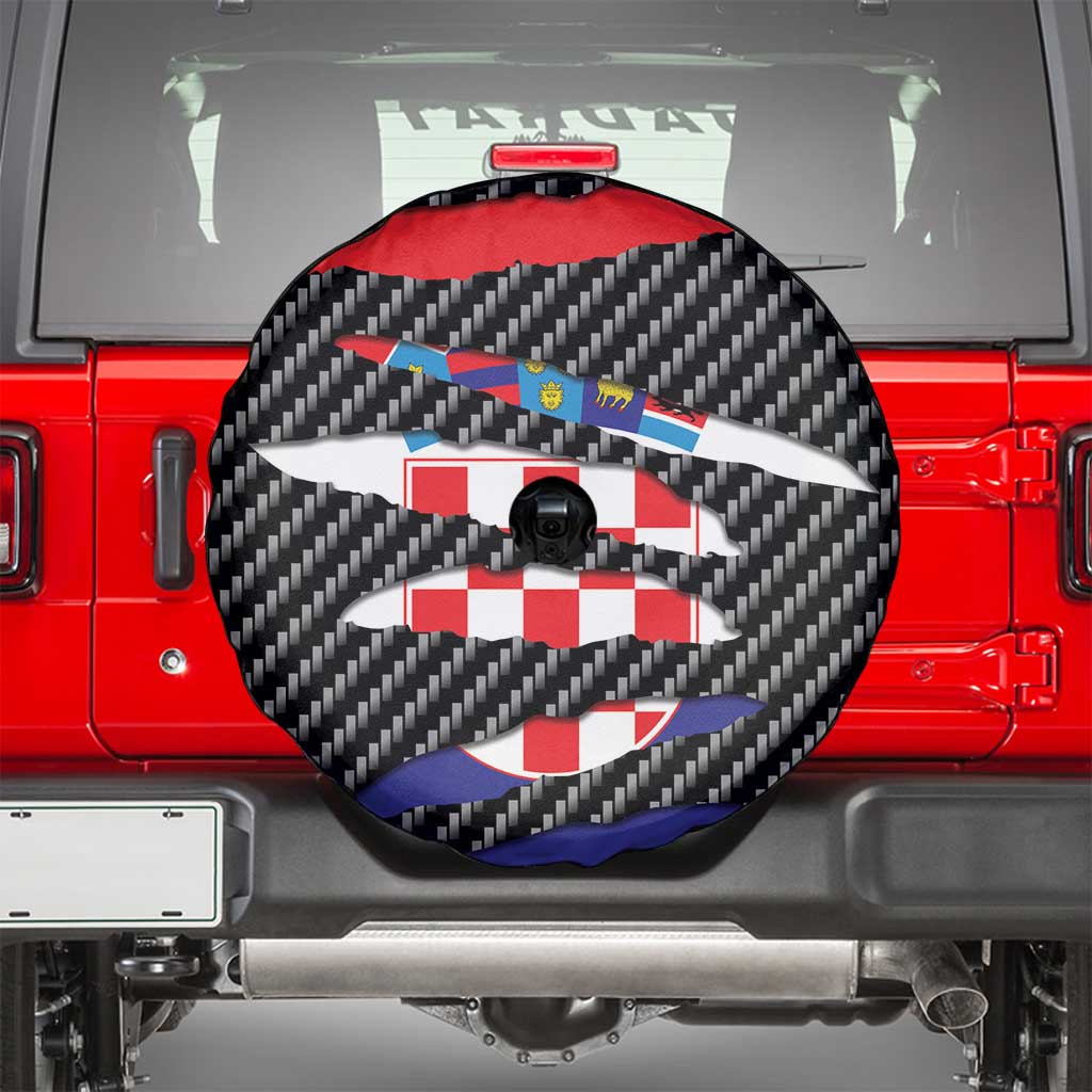 Croatia Beast Spare Tire Cover Ripped Flag Graphic - Wonder Print Shop