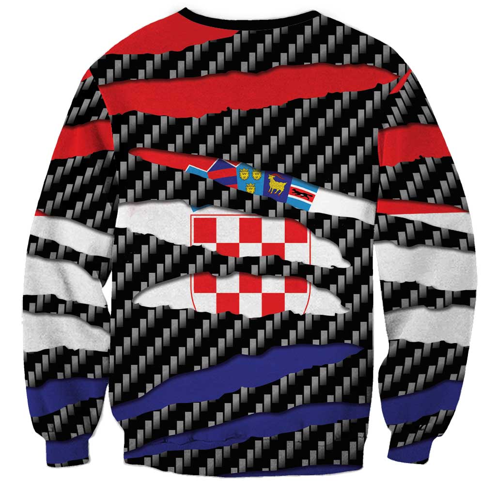 Croatia Beast Sweatshirt Ripped Flag Graphic - Wonder Print Shop