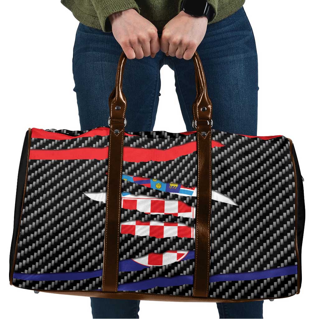 Croatia Beast Travel Bag Ripped Flag Graphic - Wonder Print Shop