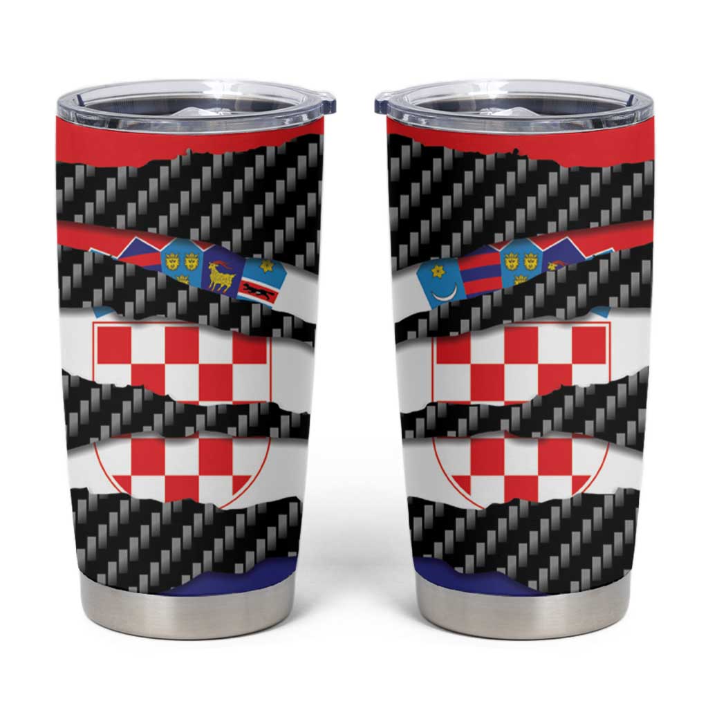 Croatia Beast Tumbler Cup Ripped Flag Graphic - Wonder Print Shop