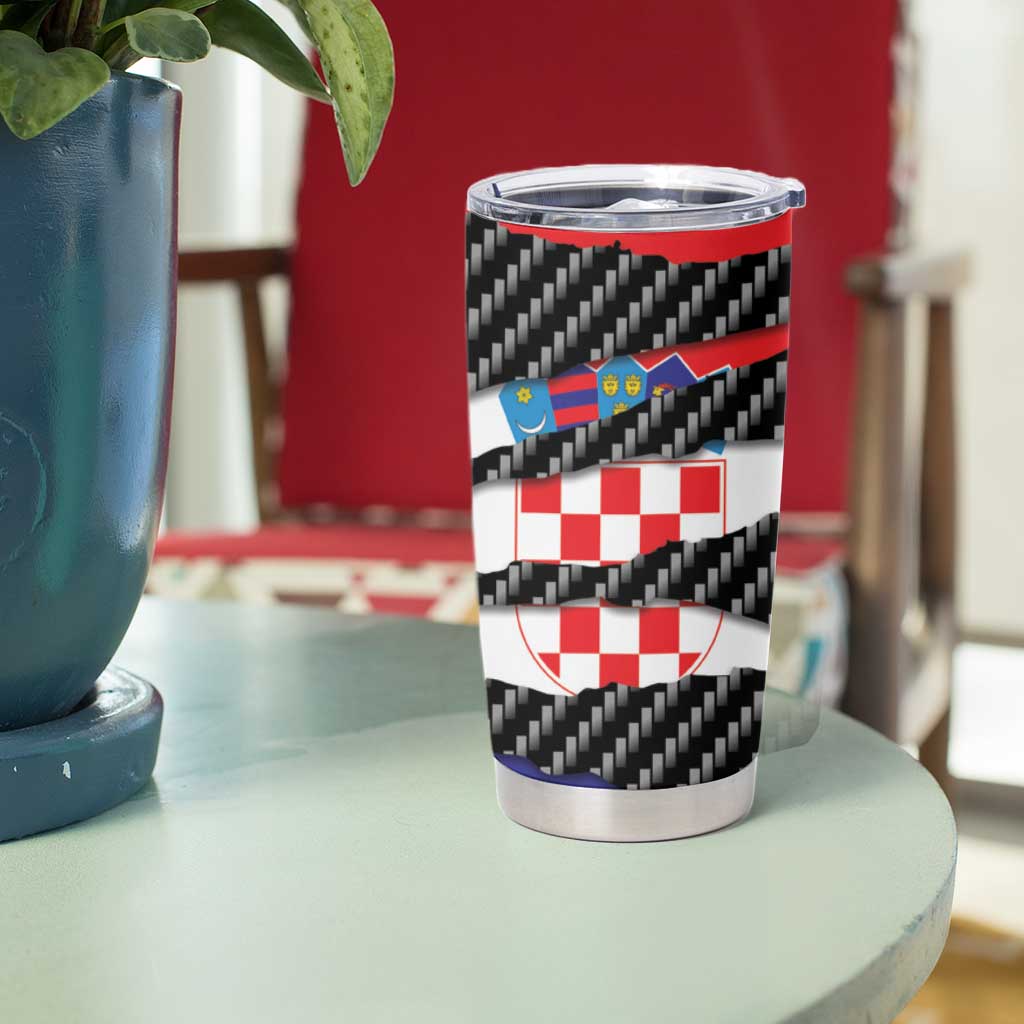 Croatia Beast Tumbler Cup Ripped Flag Graphic - Wonder Print Shop