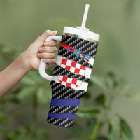 Croatia Beast Tumbler With Handle Ripped Flag Graphic - Wonder Print Shop